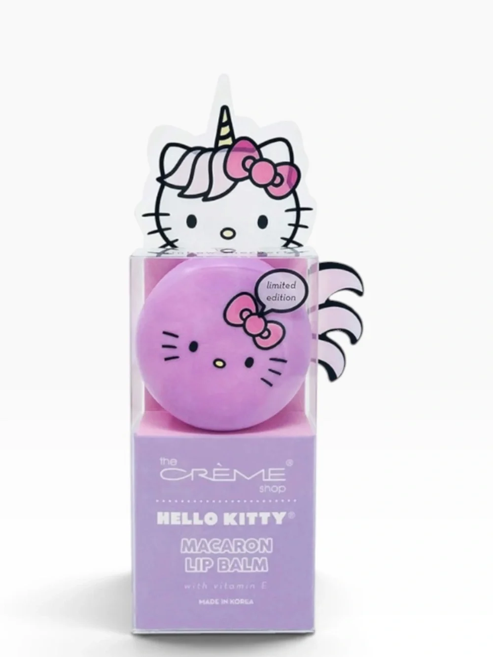 The Crème Shop x Hello Kitty Unicorn Macaron Lip Balm Rainbow Sherbert NIB
